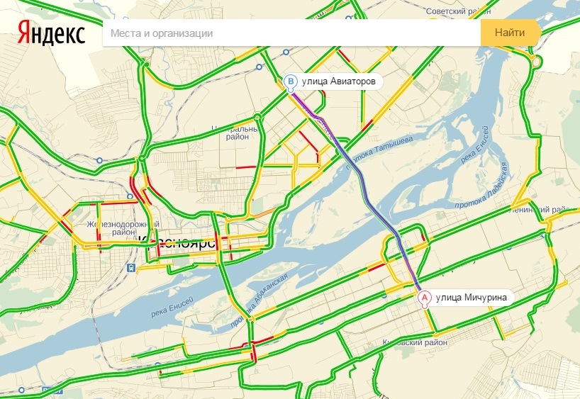 Пробки в красноярске сейчас онлайн карта